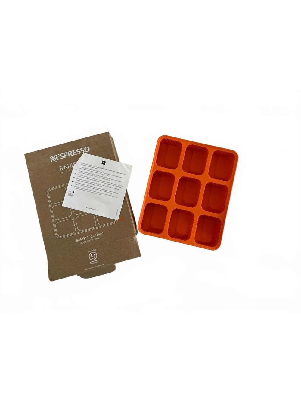 Nespresso, Silicone Ice Tray, Barista Collection, Orange, Made In Italy, New